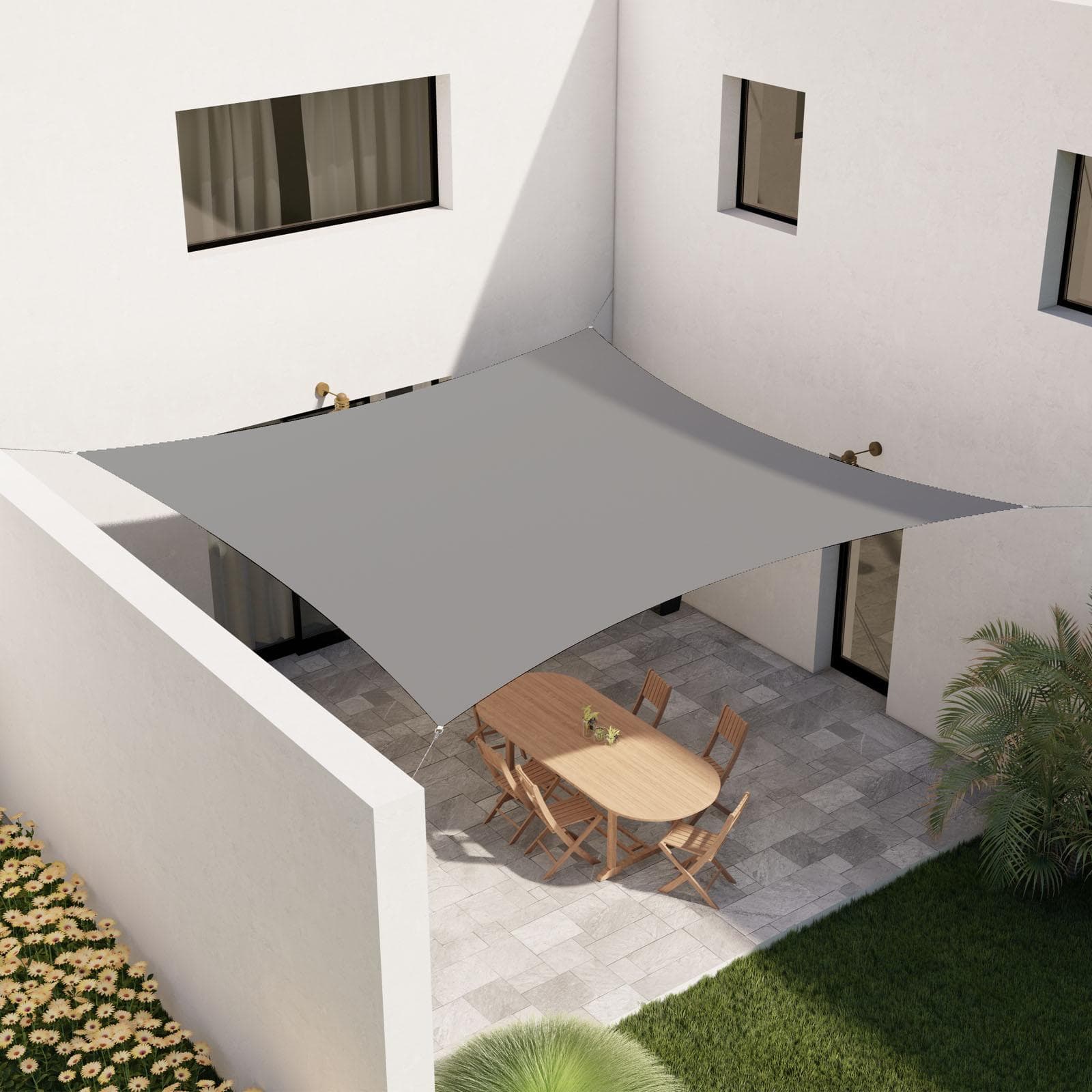 Vela da giardino 5x5 m quadrata idrorepellente grigio - Solaris