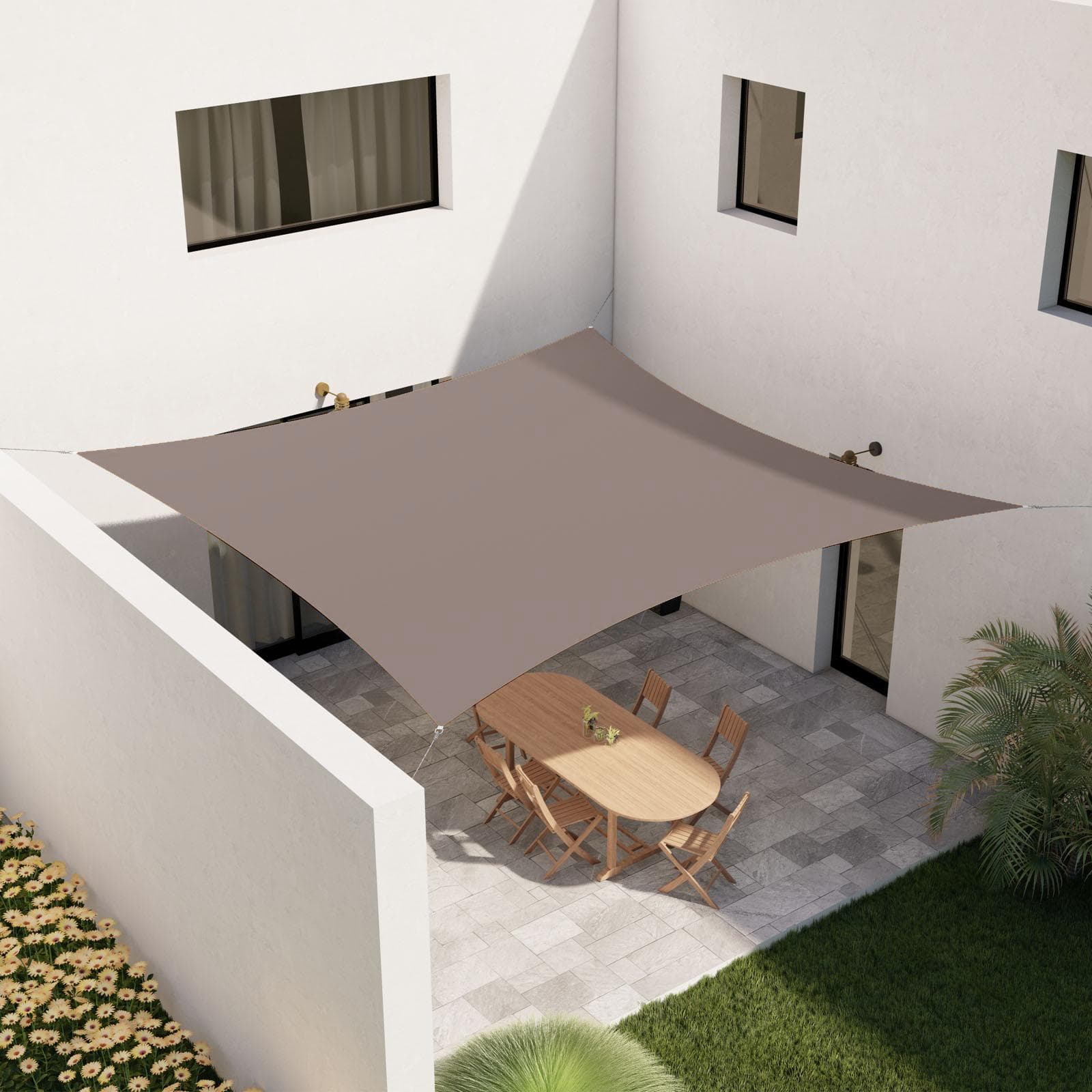 Vela da giardino 5x5 m quadrata idrorepellente tortora - Solaris