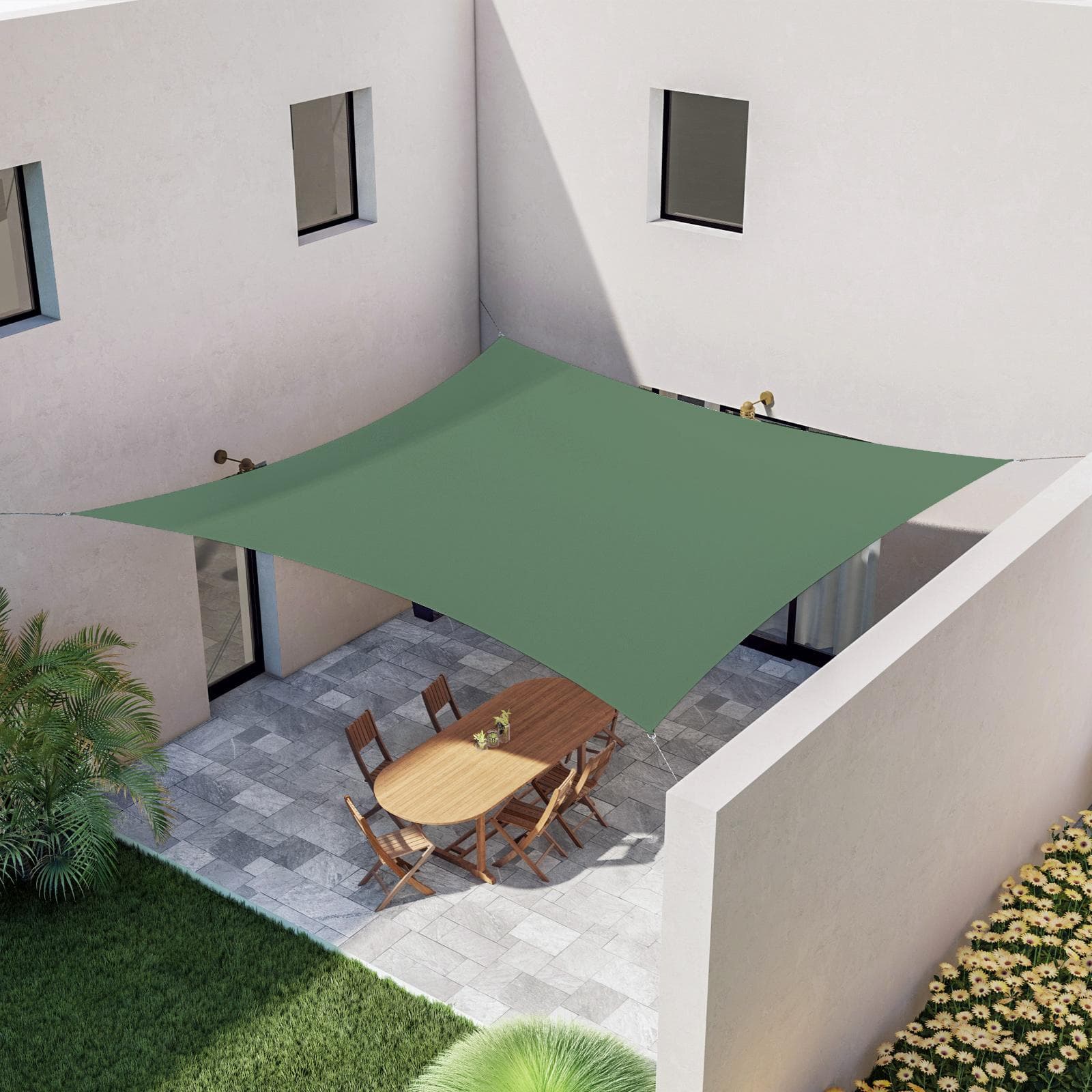 Vela da giardino 5x5 m quadrata idrorepellente verde - Solaris