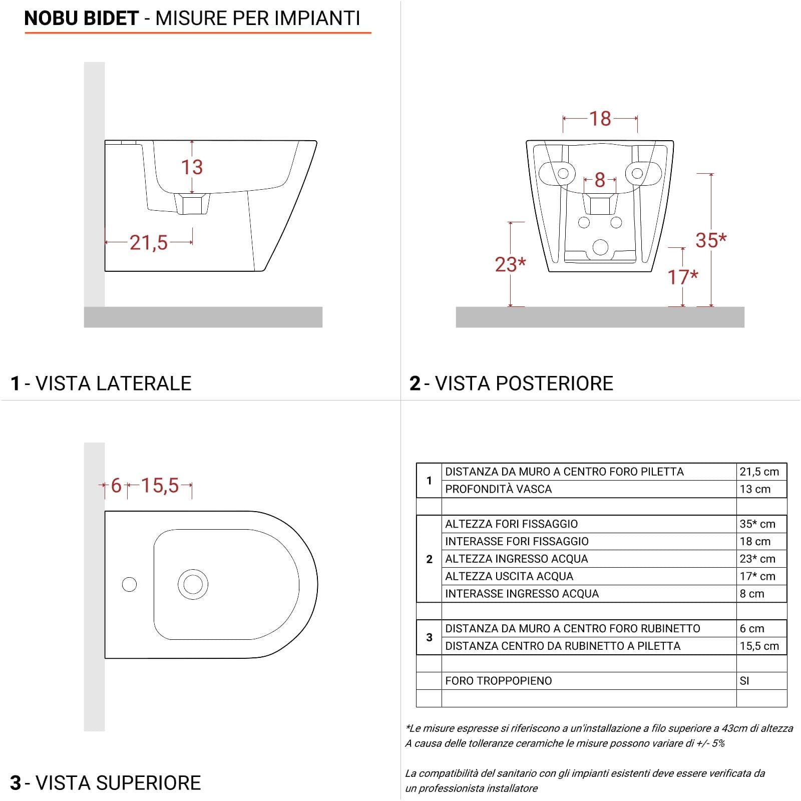 Wc e bidet sospesi nero opaco matt con sedile copriwc softclose ultraslim - Nobu