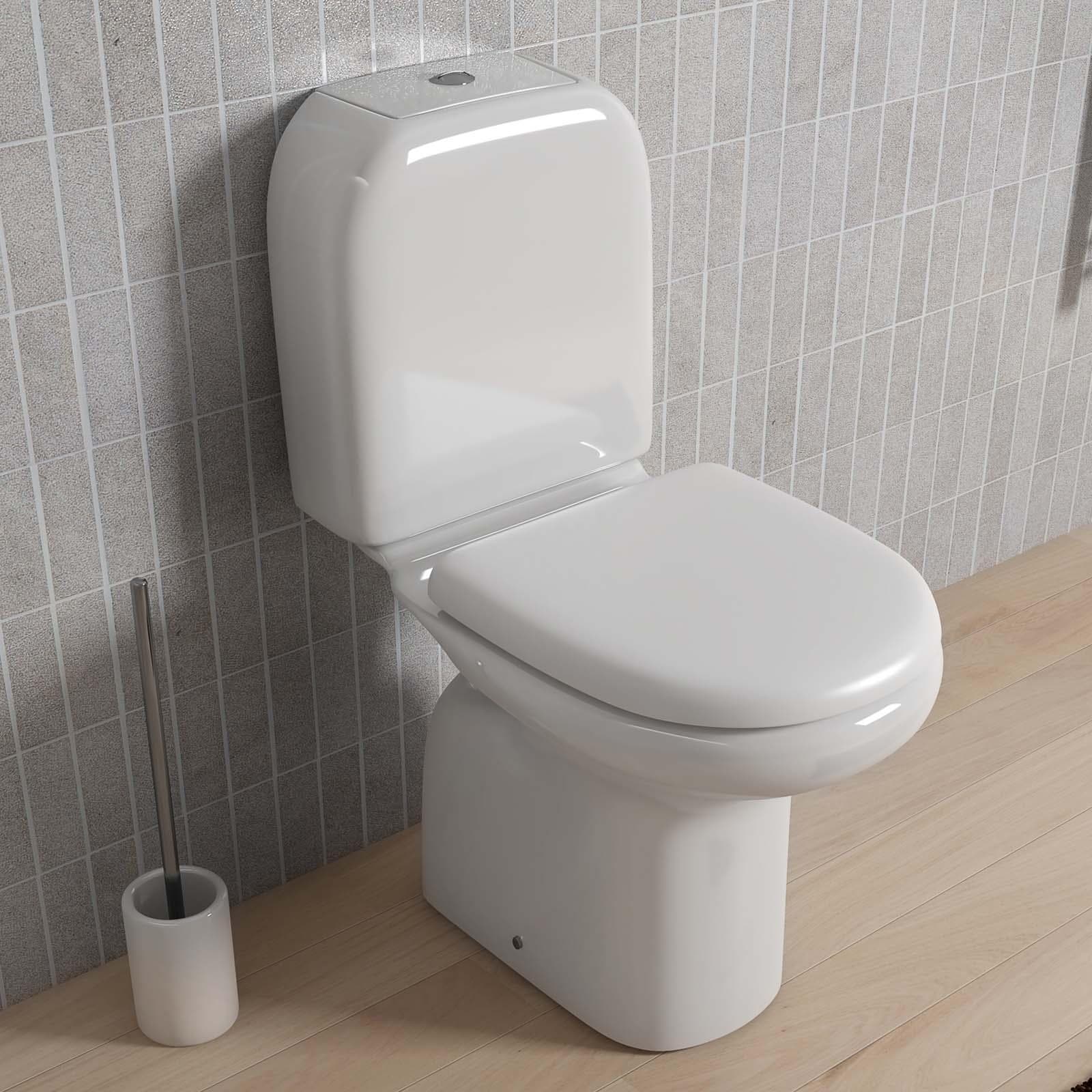 Wc monoblocco in ceramica scarico a terra con cassetta e copriwc - Shira