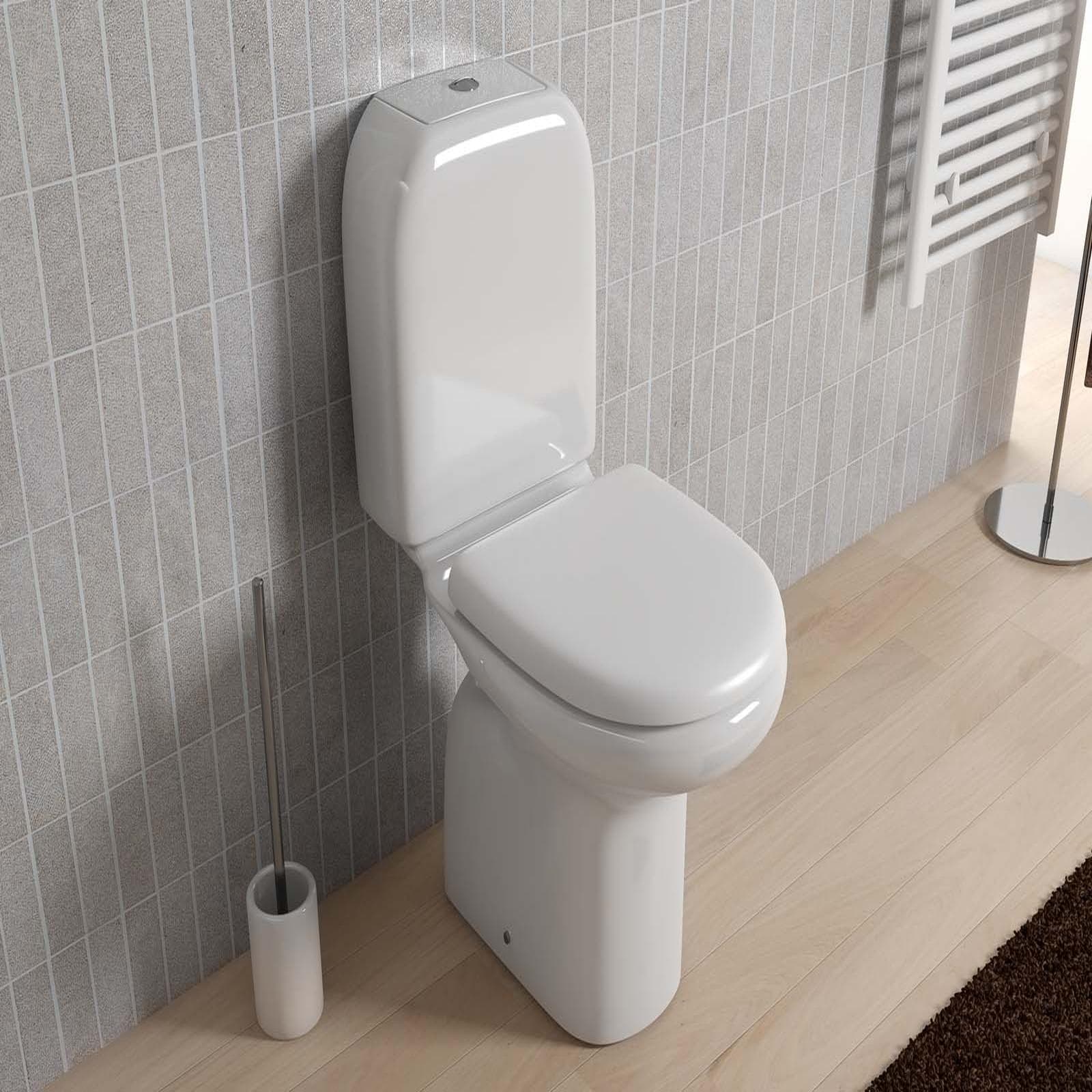 Wc monoblocco in ceramica scarico a terra con cassetta e copriwc - Shira