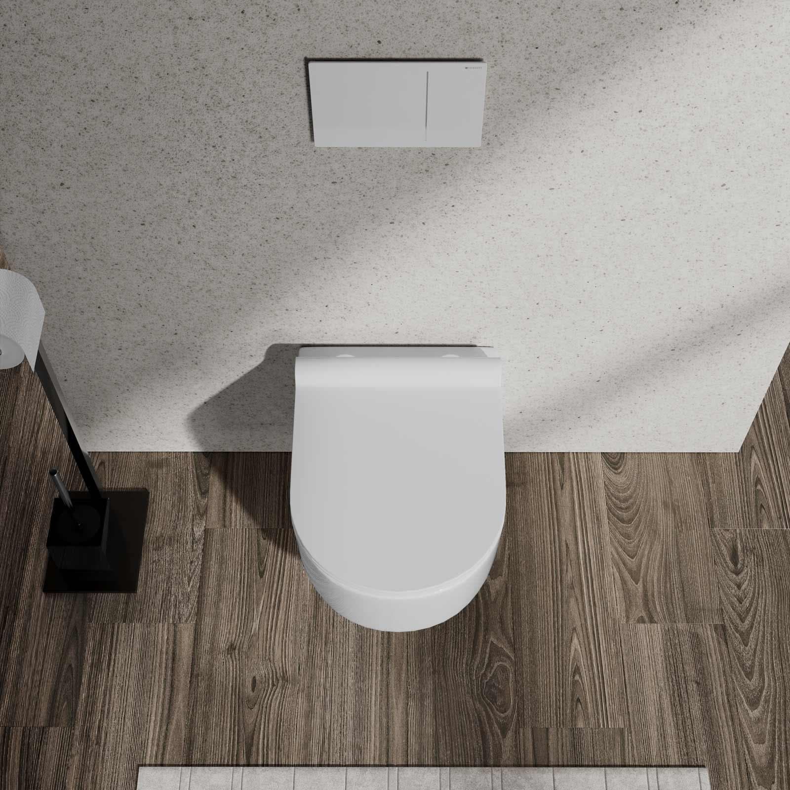Wc sospeso rimless ceramica lucida Fleur con copri wc SoftClose