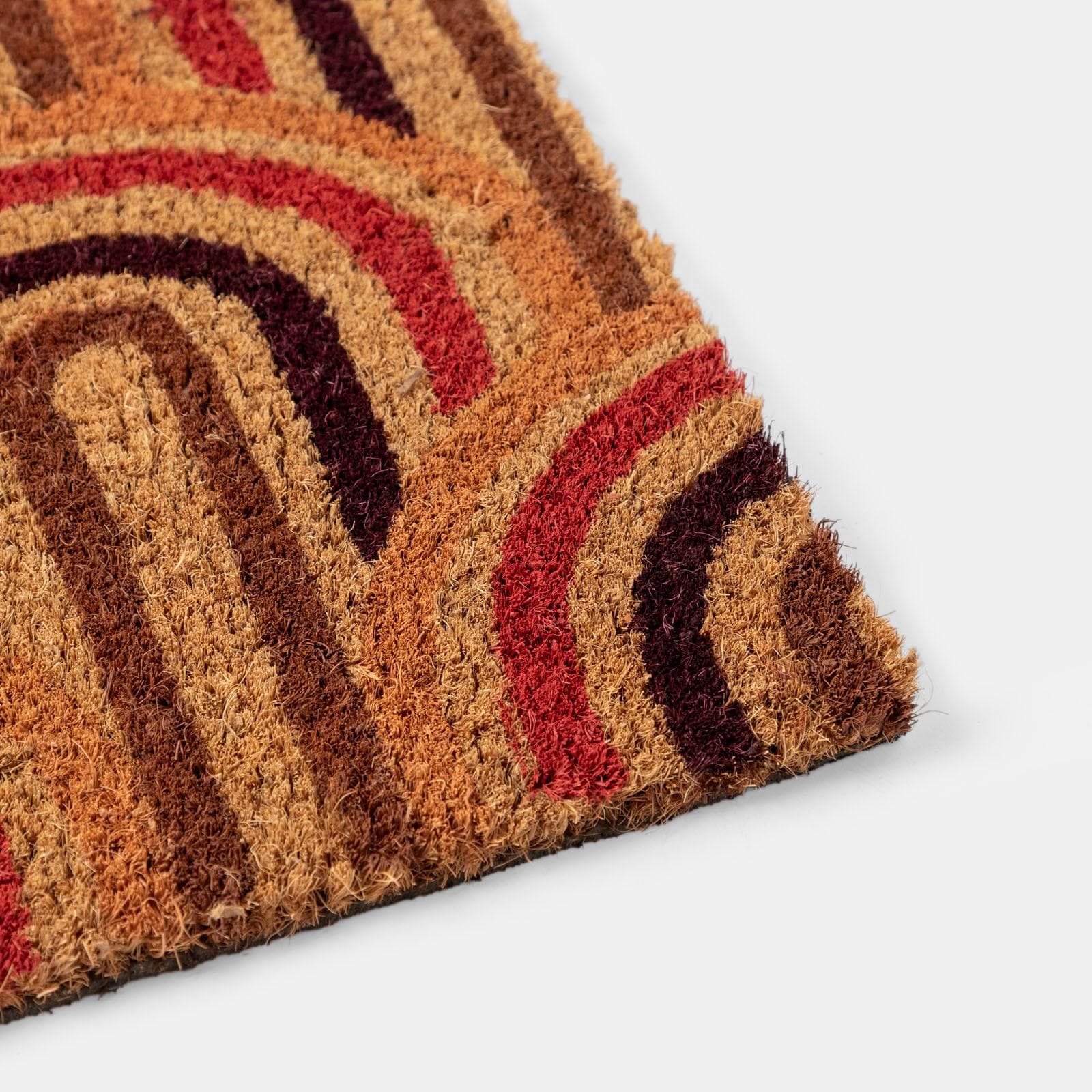 Zerbino 45x75 cm in coir con disegno astratto bianco rosso e nero