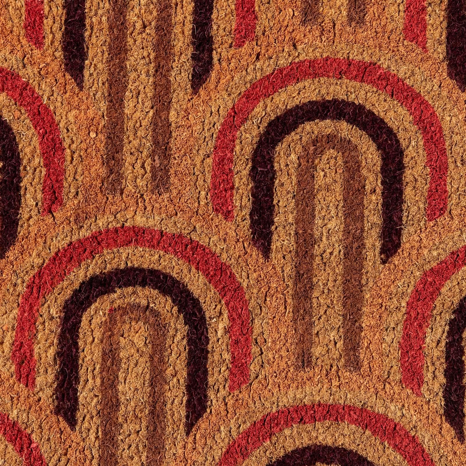 Zerbino 45x75 cm in coir con disegno astratto bianco rosso e nero
