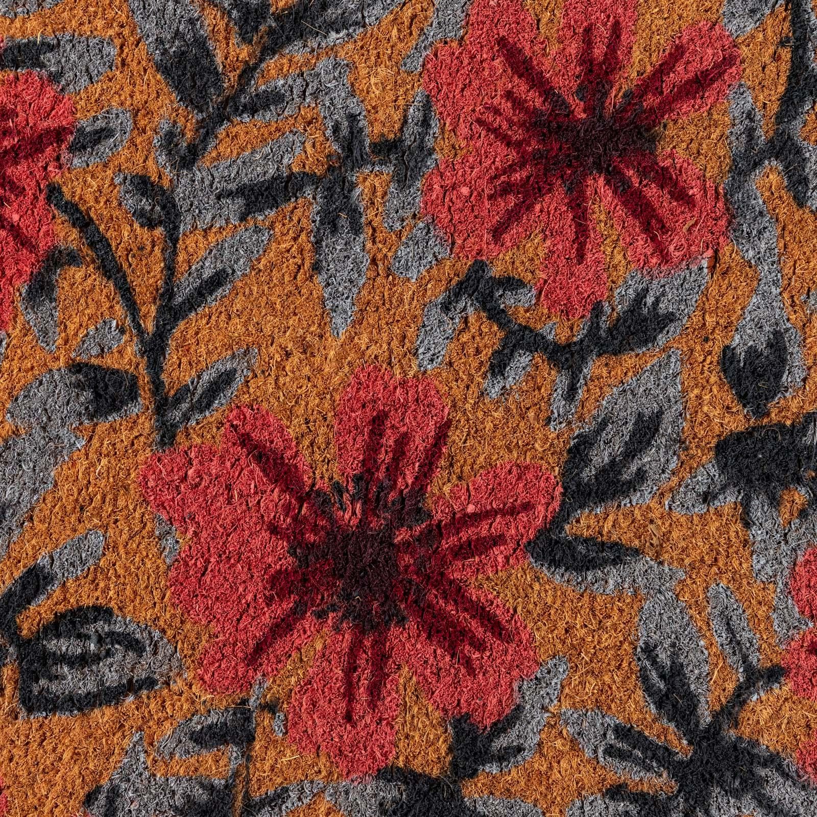 Zerbino 45x75 cm in coir con disegno fiori rosa e blu