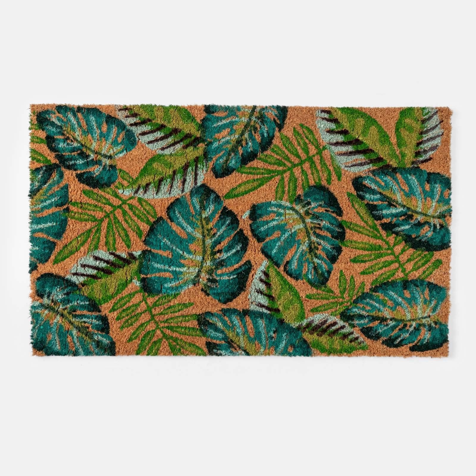 Zerbino 45x75 cm in coir con disegno foglia di palma