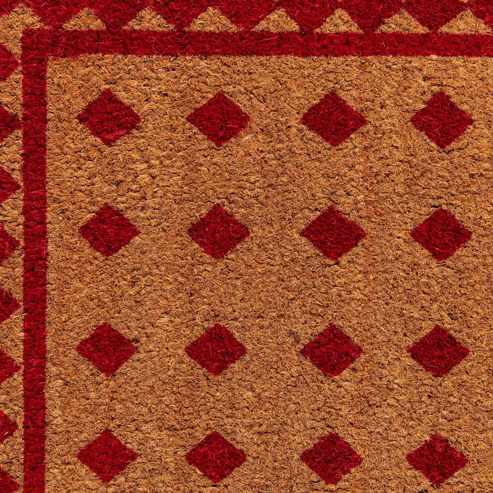 Zerbino 45x75 cm in coir con disegno geometrico rosso