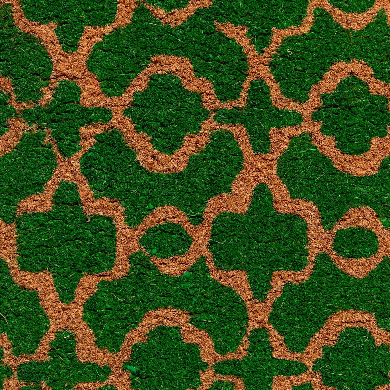 Zerbino 45x75 cm in coir con disegno geometrico verde
