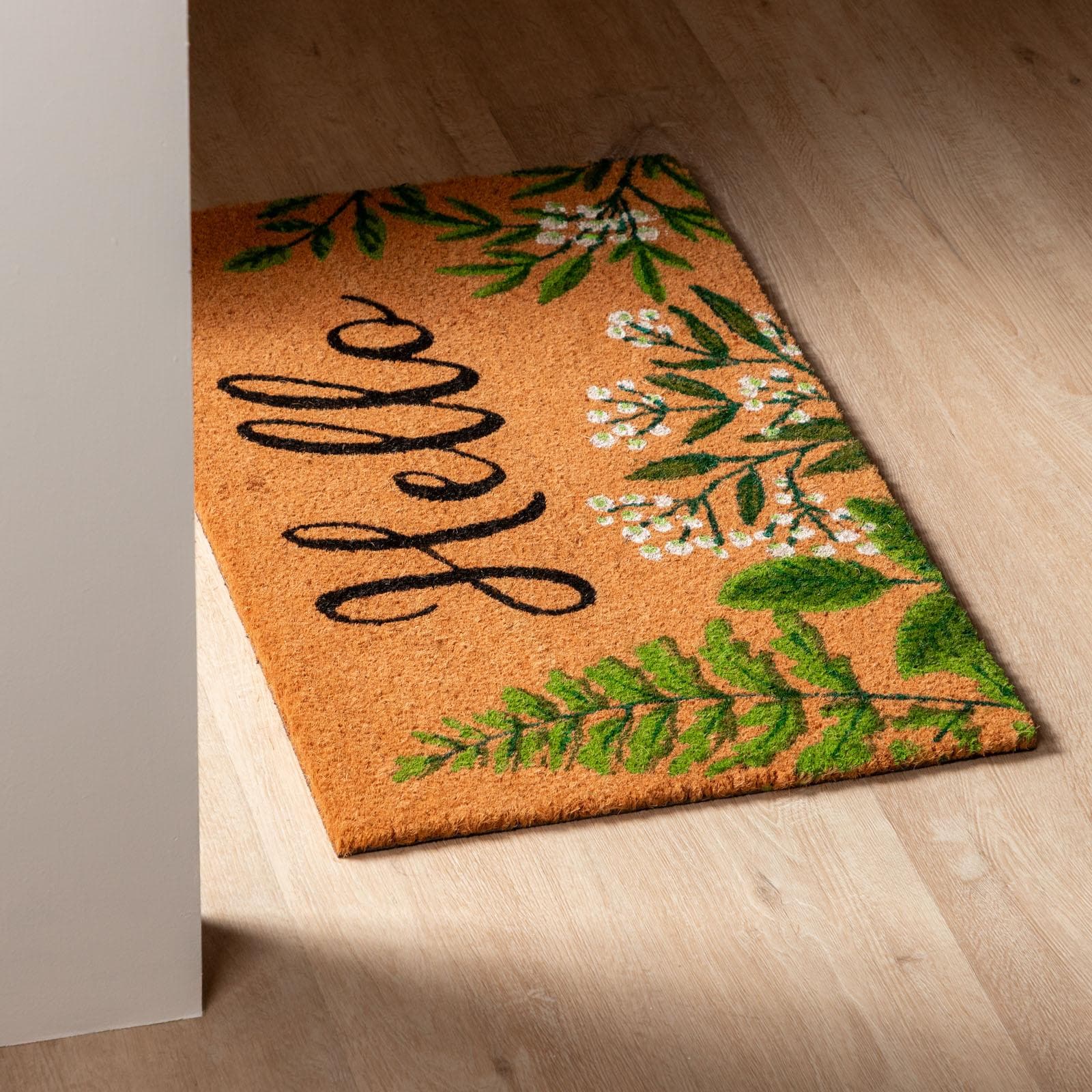 Zerbino 45x75 cm in coir Hello con disegno fiori