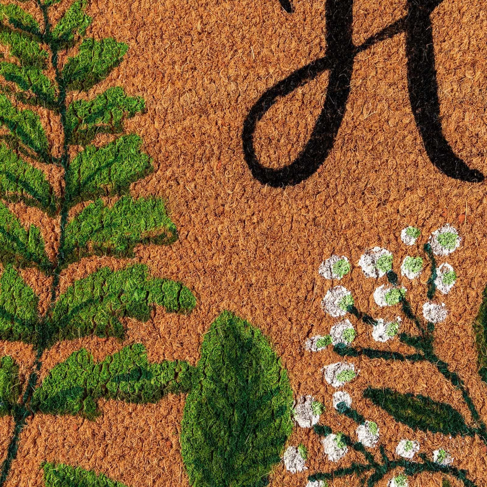 Zerbino 45x75 cm in coir Hello con disegno fiori
