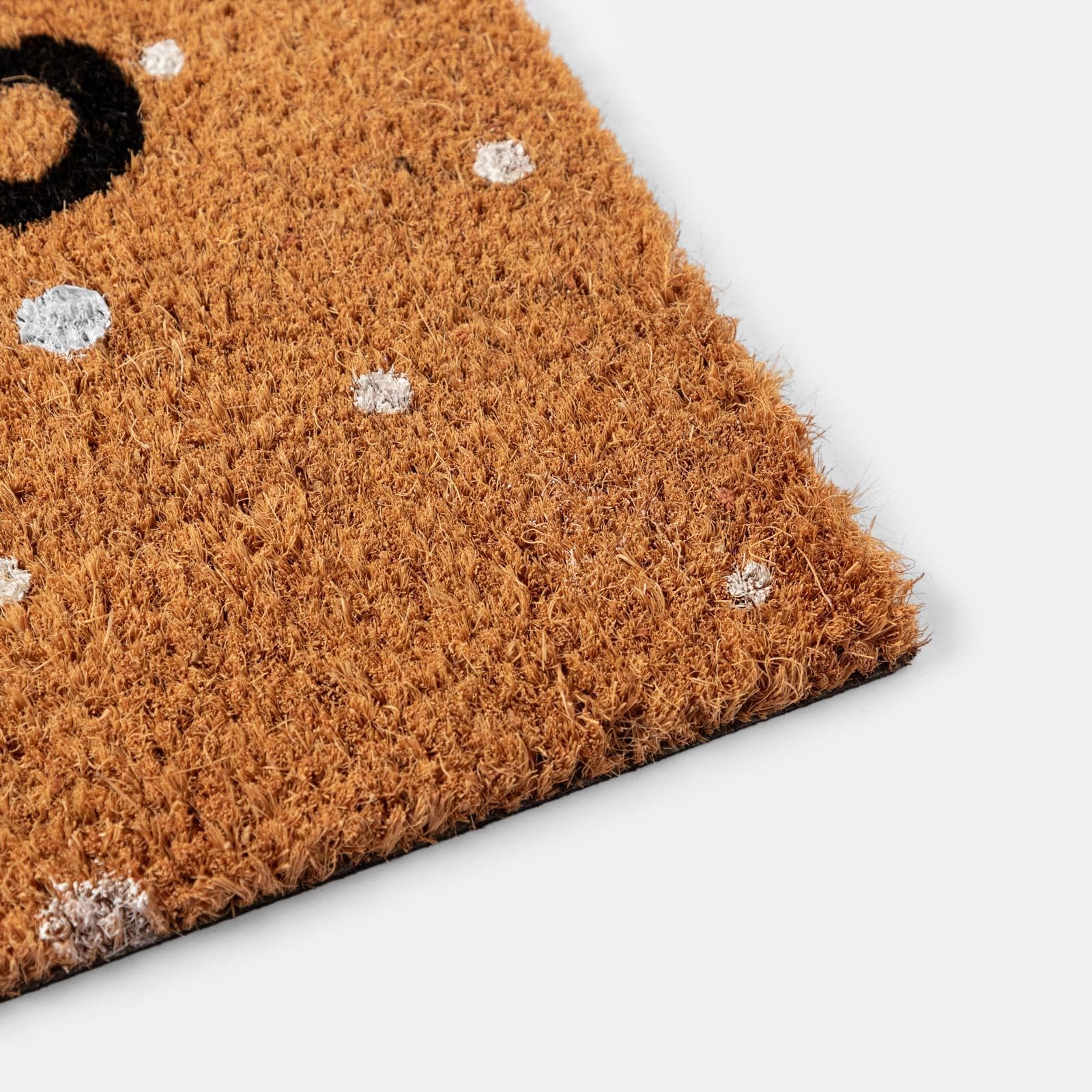 Zerbino 45x75 cm in coir Hello e pallini bianchi