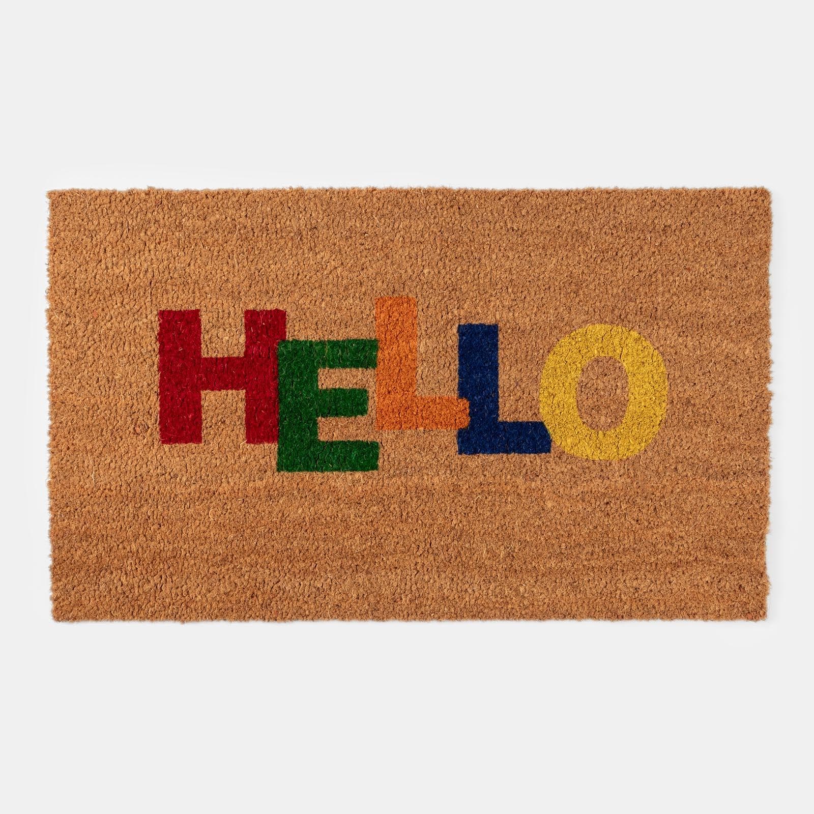 Zerbino 45x75 cm in coir Hello multicolor