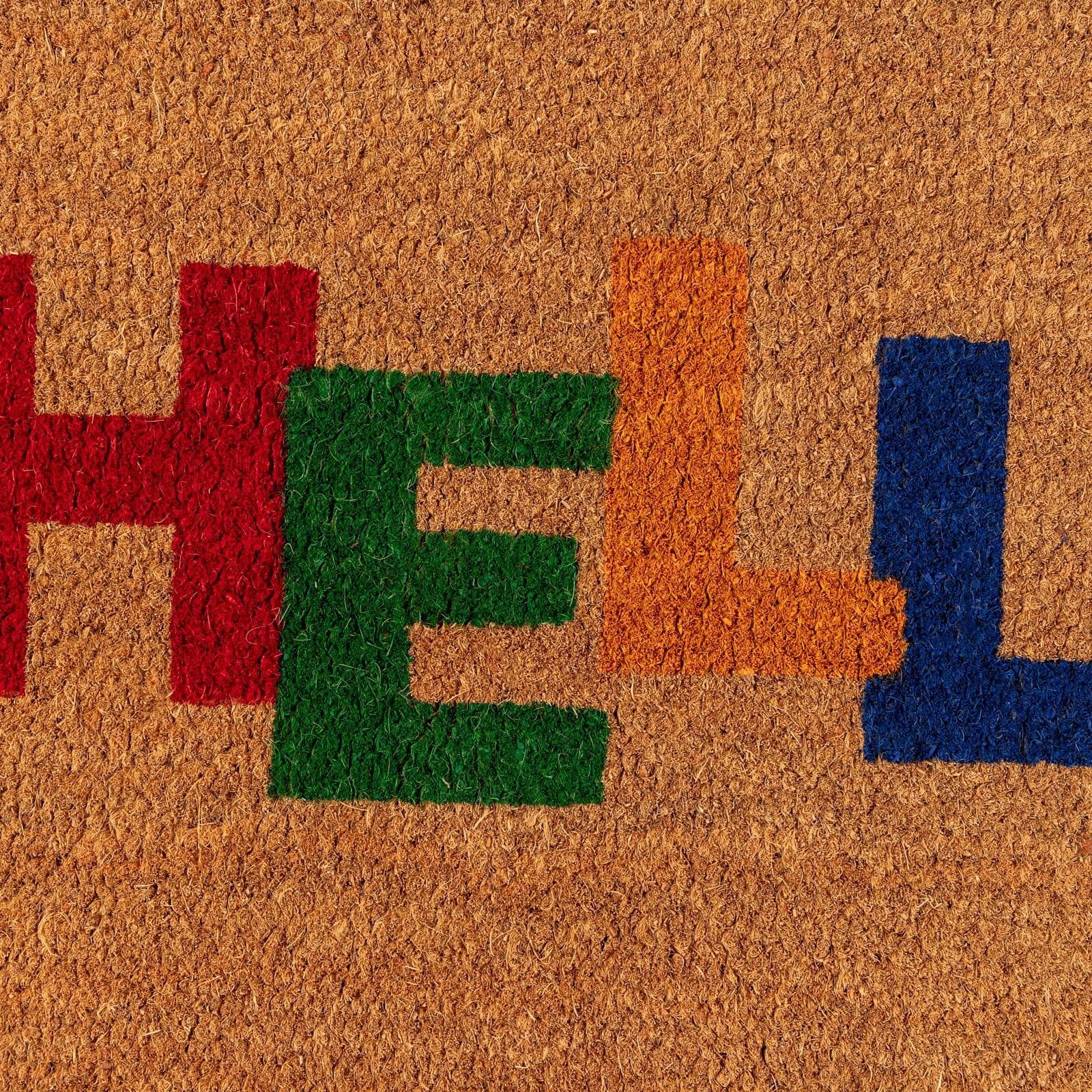 Zerbino 45x75 cm in coir Hello multicolor