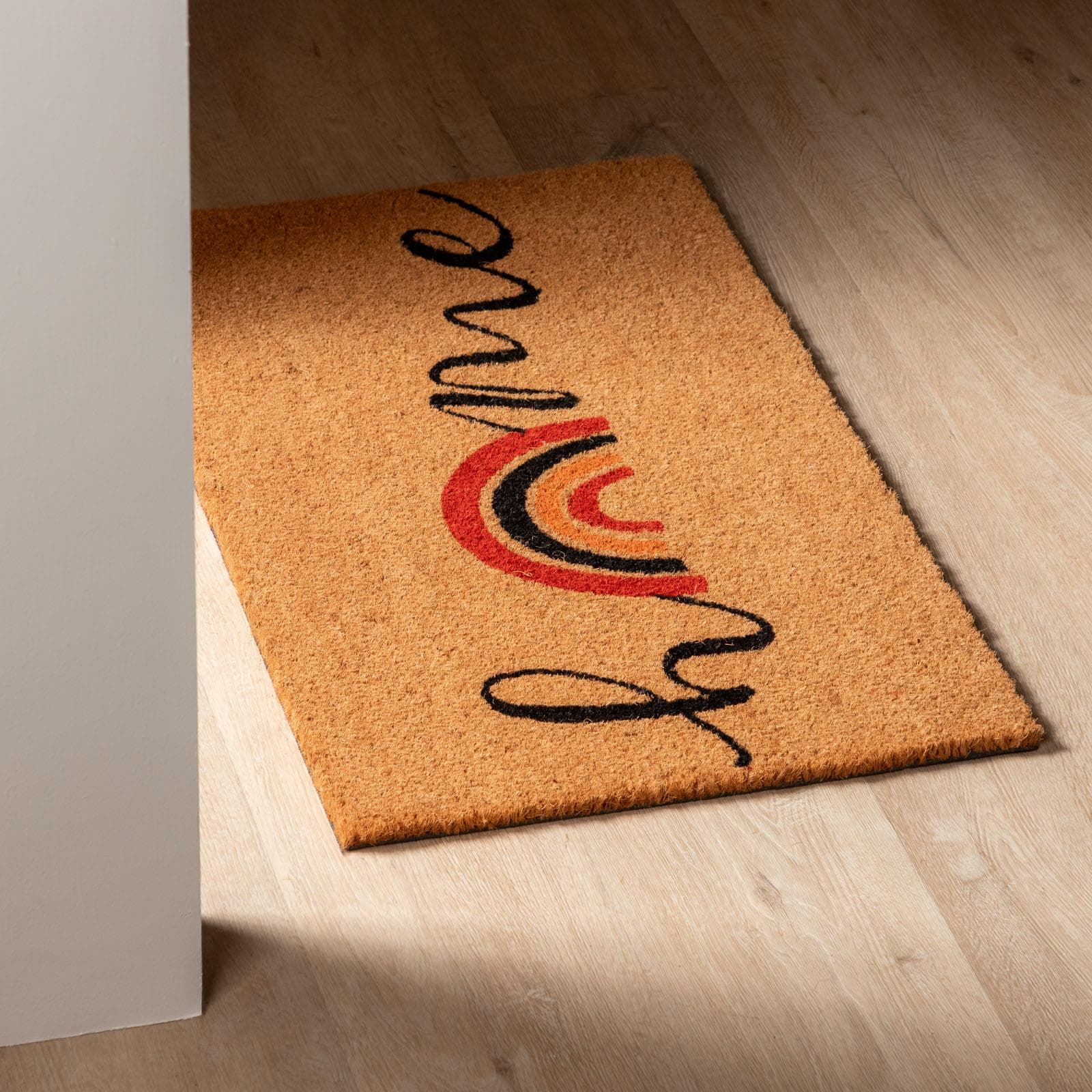Zerbino 45x75 cm in coir Home beige con arcobaleno