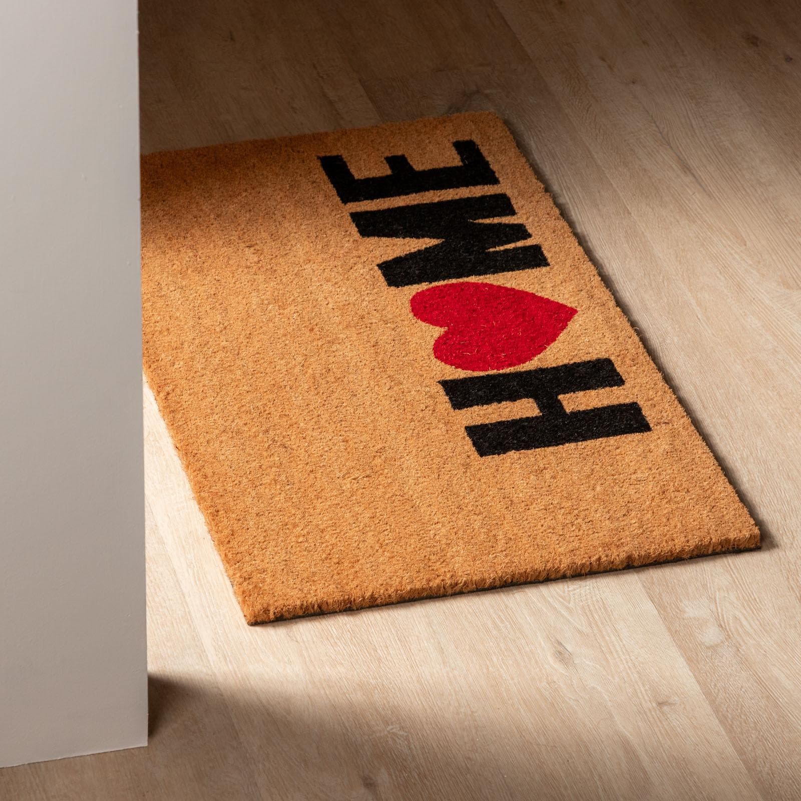 Zerbino 45x75 cm in coir Home e disegno cuore rosso
