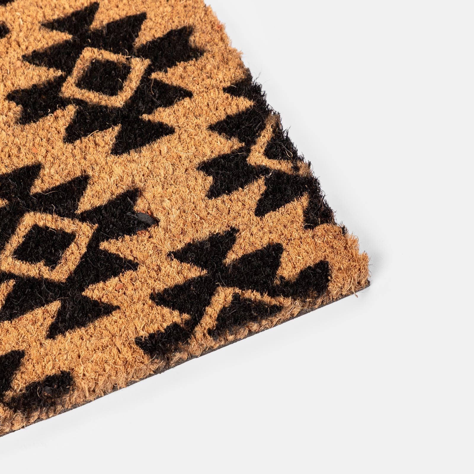 Zerbino 45x75 cm in coir naturale con disegno nero
