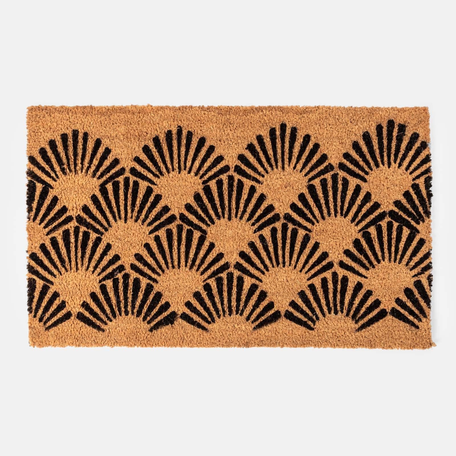 Zerbino 45x75 cm in coir naturale con disegno raggi di sole