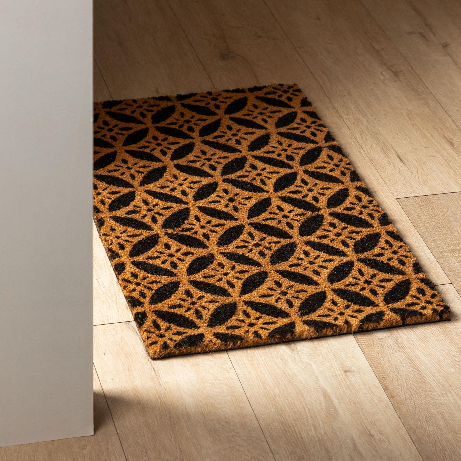 Zerbino 45x75 cm in coir naturale con disegno stella geometrica