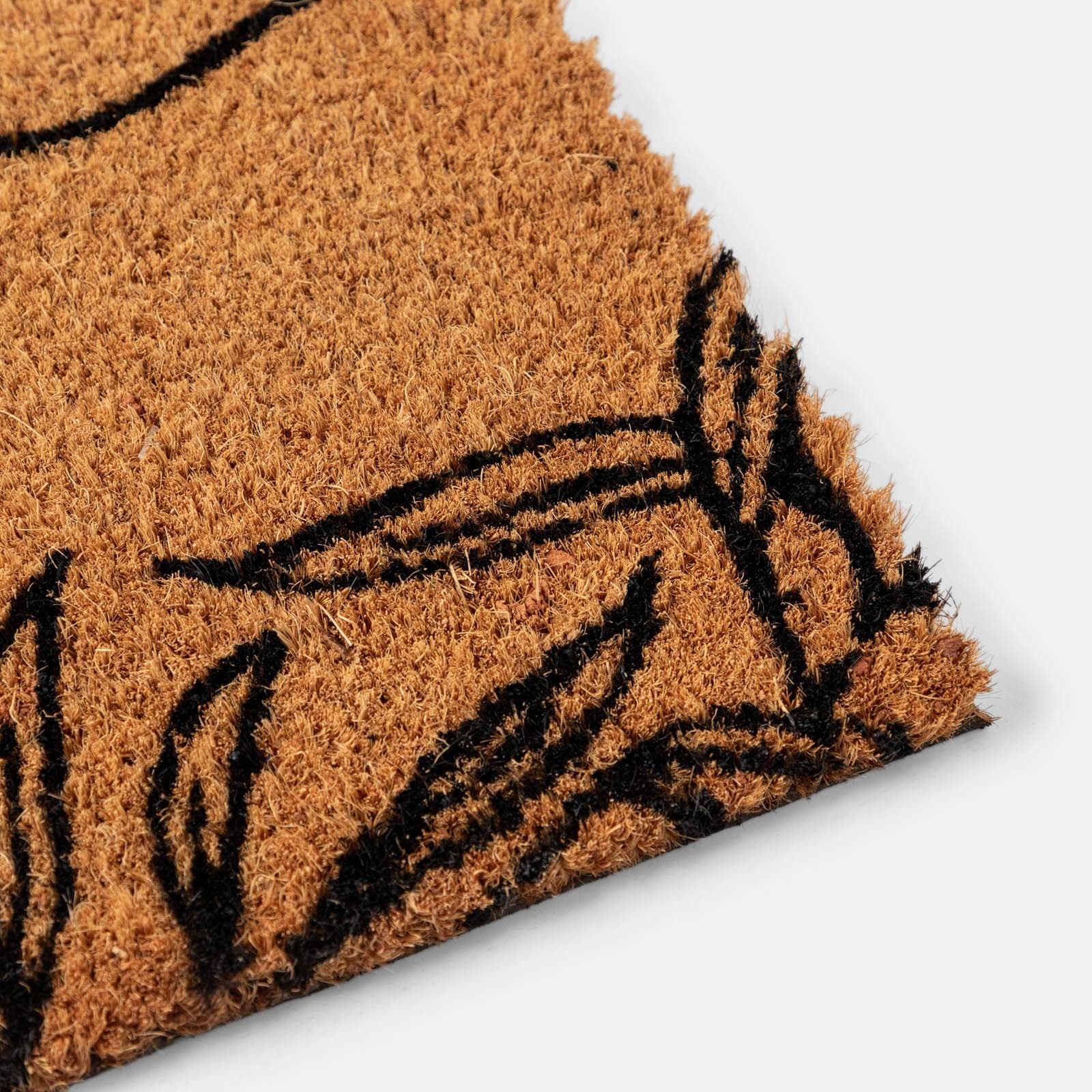 Zerbino 45x75 cm in coir Welcome marrone e nero con fiori