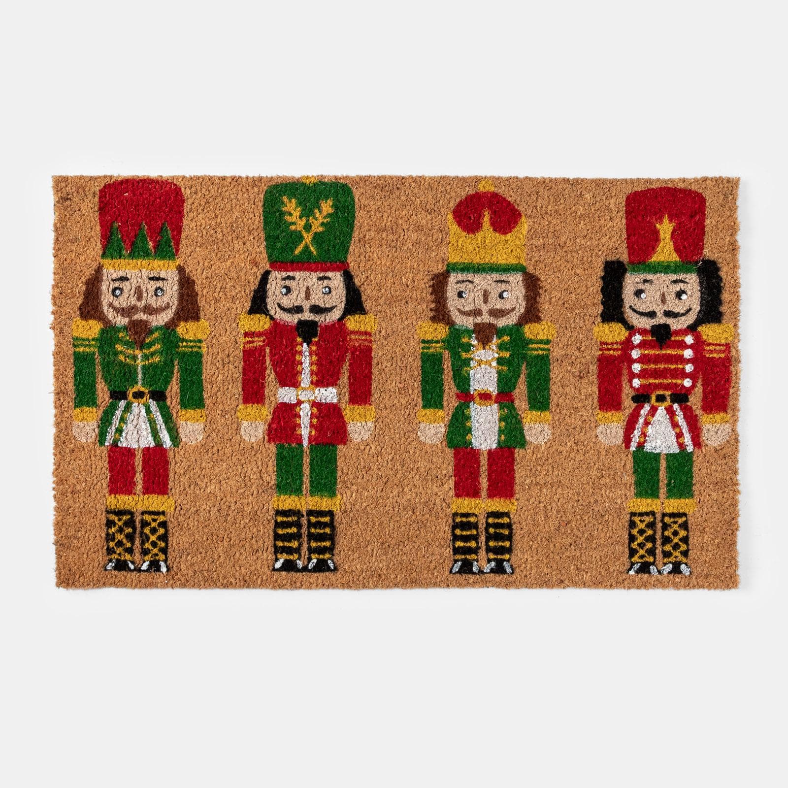 Zerbino natalizio 45x75 cm in coir con disegno schiaccianoci