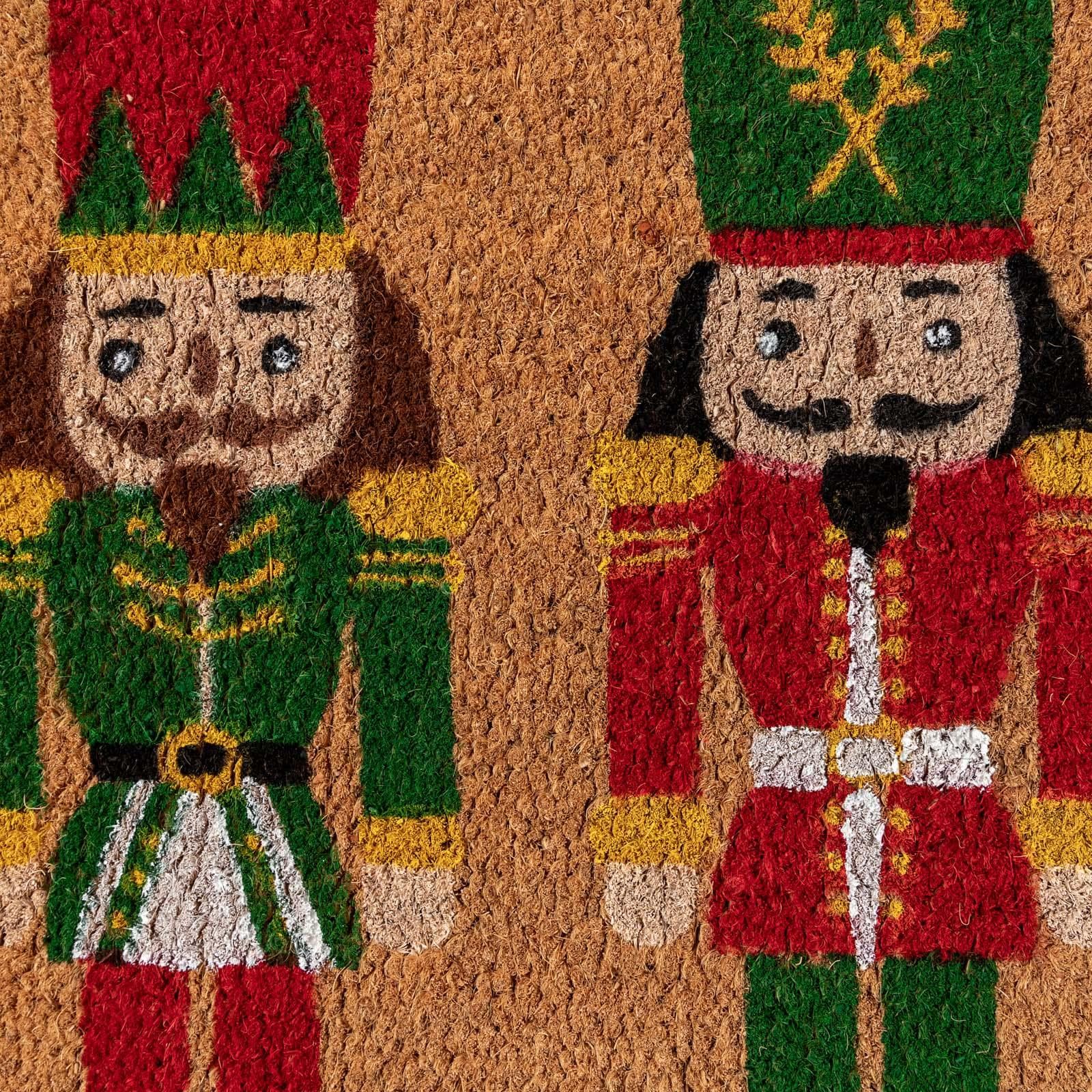 Zerbino natalizio 45x75 cm in coir con disegno schiaccianoci
